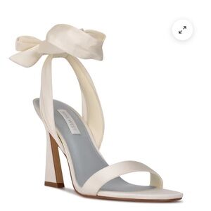 Kelsie Ankle Wrap Heeled Sandals - Ivory Satin